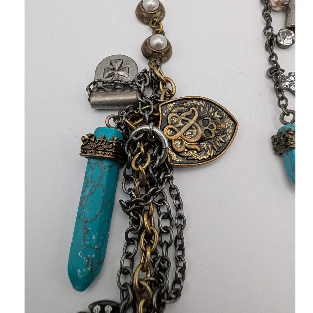 Rock & Republic Jewelry Set Turquoise Point Cross Crown Bracelet & Drop Earrings